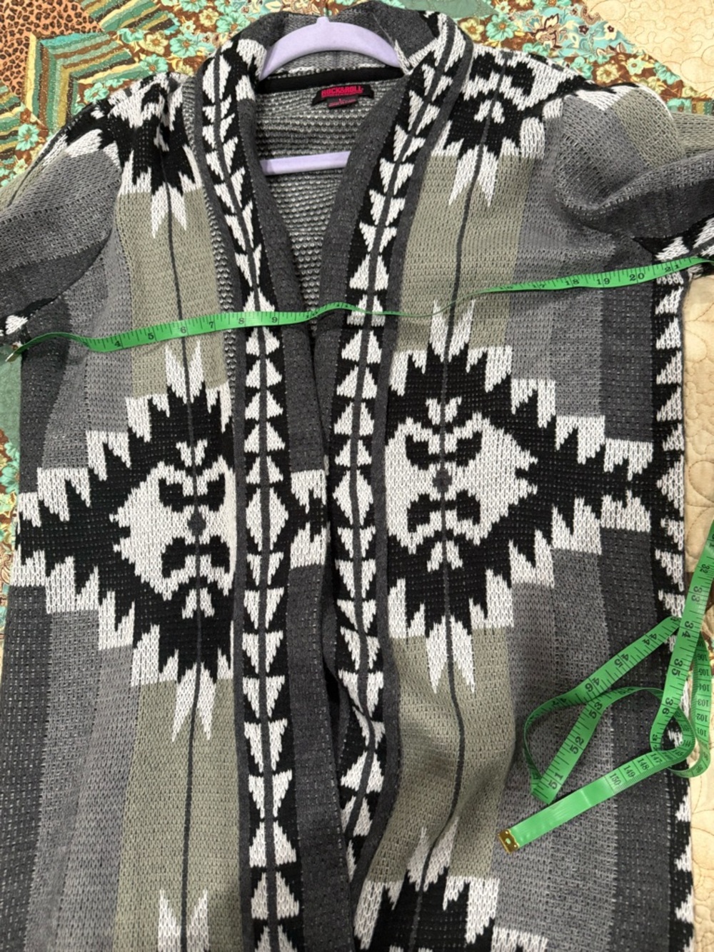 Rock & Roll Denim Women's Southwestern Print Duster Cardigan size L - Picture 5 of 9